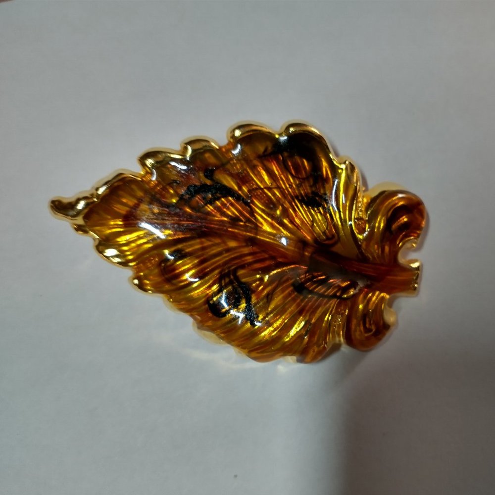 Gold toned Brooch, autumn colored coating